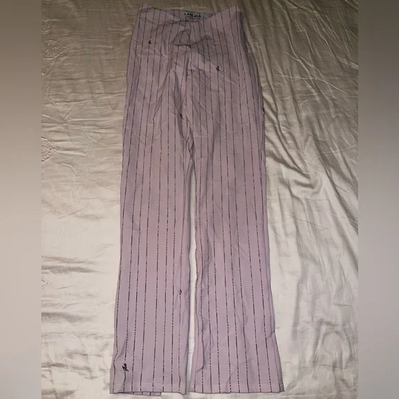 I.AM.GIA Like New pinkDominique Logo Stripe High Rise Tapered Straight leg pant